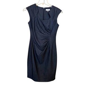 Calvin Klein Womens Black Sheath Dress Size 4 Stretch Blend Office Professional